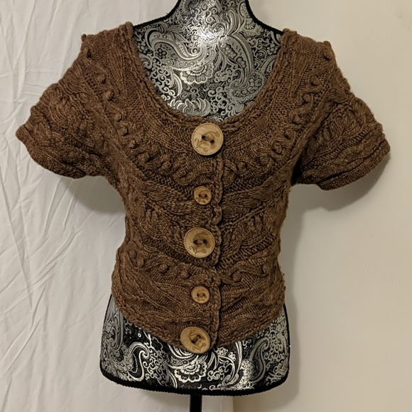 Anthropologie wood button crochet sweater - Picture 5 of 8